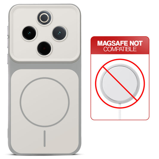 Dual tone silicone White phone cover for iQOO Z10 5G showing wireless charging not supported notice