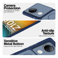 Blue Phone case for iQOO Z10R 5G highlighting raised camera protection, anti-slip texture, and responsive side buttons