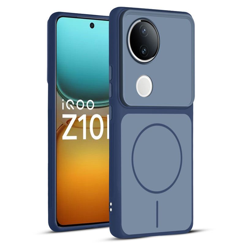 Full protective dual tone Blue silicone case for iQOO Z10R 5G showing front and back design coverage