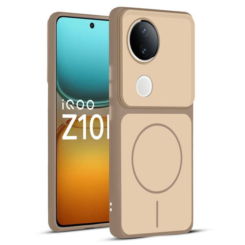 Full protective dual tone Brown silicone case for iQOO Z10R 5G showing front and back design coverage