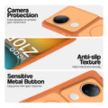 Orange Phone case for iQOO Z10R 5G highlighting raised camera protection, anti-slip texture, and responsive side buttons
