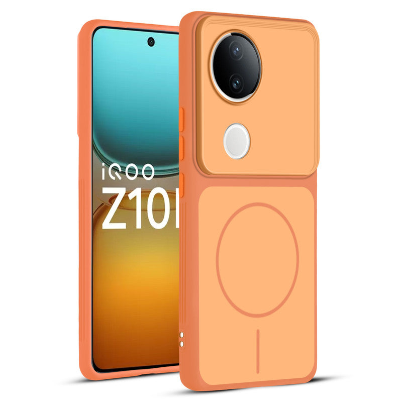 Full protective dual tone Orange silicone case for iQOO Z10R 5G showing front and back design coverage