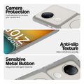 White Phone case for iQOO Z10R 5G highlighting raised camera protection, anti-slip texture, and responsive side buttons