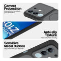 Black Phone case for iQOO Z10x 5G highlighting raised camera protection, anti-slip texture, and responsive side buttons