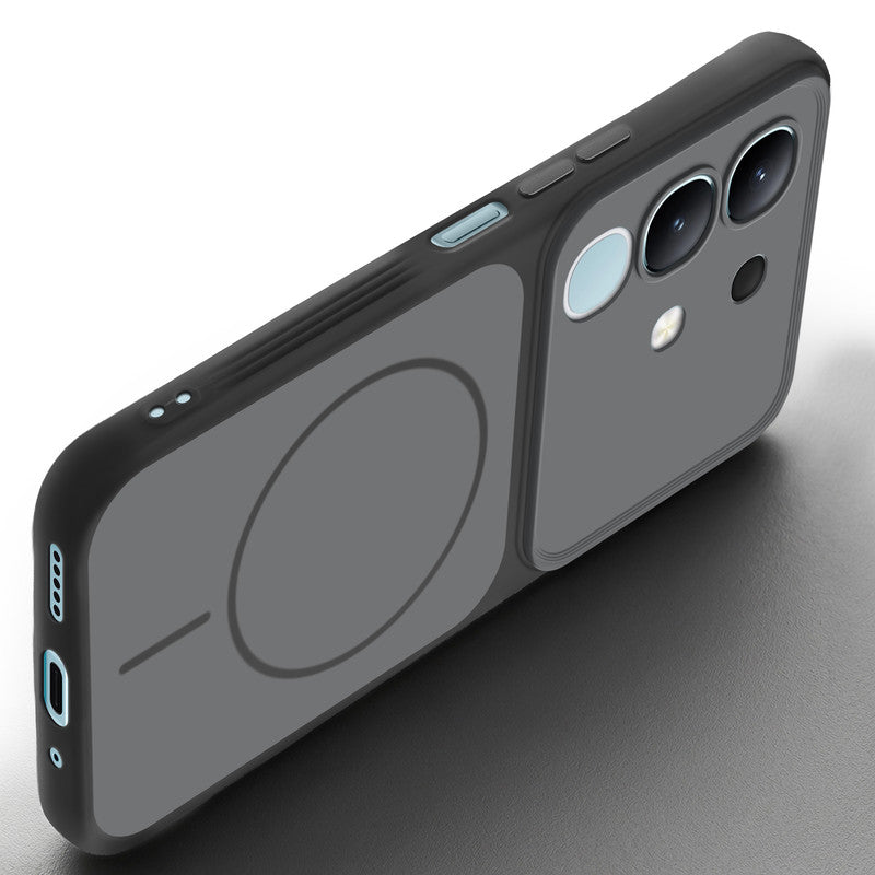 Slim silicone Black phone case for iQOO Z10x 5G side angle view showing grip texture and precise cutouts
