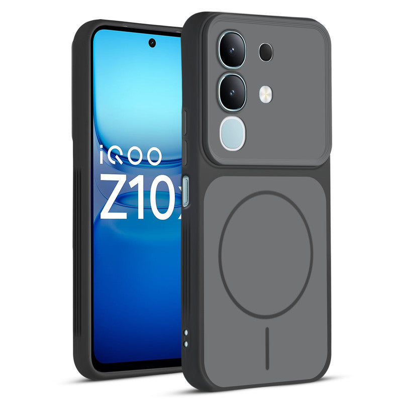 Full protective dual tone Black silicone case for iQOO Z10x 5G showing front and back design coverage