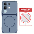 Dual tone silicone Blue phone cover for iQOO Z10x 5G showing wireless charging not supported notice