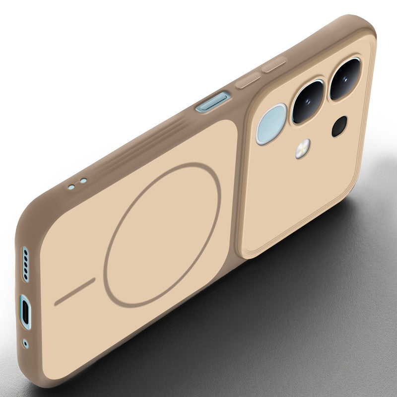 Slim silicone Brown phone case for iQOO Z10x 5G side angle view showing grip texture and precise cutouts