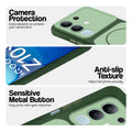 Green Phone case for iQOO Z10x 5G highlighting raised camera protection, anti-slip texture, and responsive side buttons