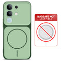 Dual tone silicone Green phone cover for iQOO Z10x 5G showing wireless charging not supported notice