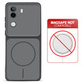 Dual tone silicone Black phone cover for iQOO Z9s 5G showing wireless charging not supported notice