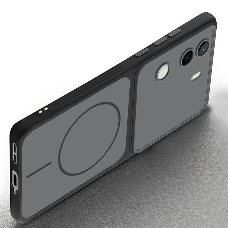 Slim silicone Black phone case for iQOO Z9s 5G side angle view showing grip texture and precise cutouts