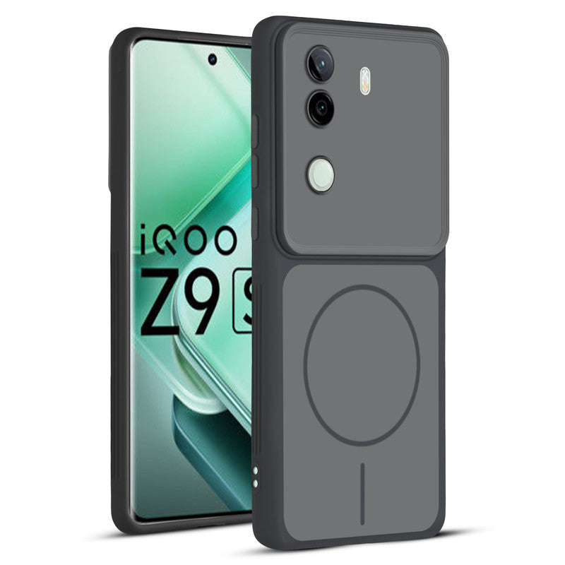 Full protective dual tone Black silicone case for iQOO Z9s 5G showing front and back design coverage