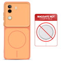 Dual tone silicone Orange phone cover for iQOO Z9s 5G showing wireless charging not supported notice