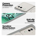 White Phone case for iQOO Z9s 5G highlighting raised camera protection, anti-slip texture, and responsive side buttons