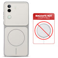 Dual tone silicone White phone cover for iQOO Z9s 5G showing wireless charging not supported notice