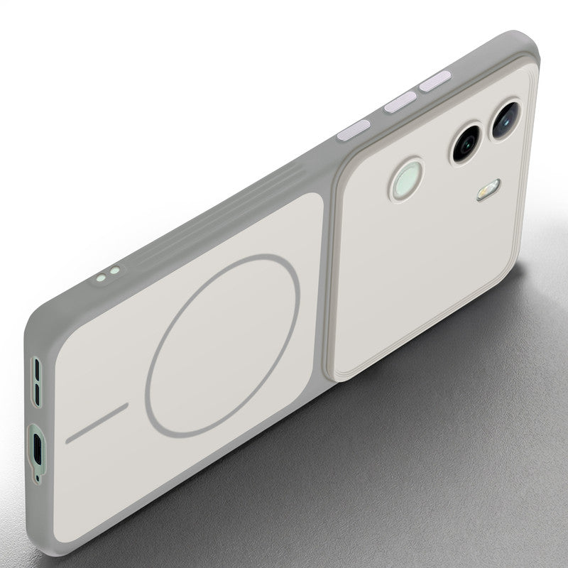 Slim silicone White phone case for iQOO Z9s 5G side angle view showing grip texture and precise cutouts