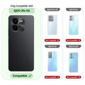 Clear hard back case compatibility guide showing fit for iQOO Z9x 5G and not compatible with other models