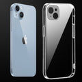 Transparent anti-yellow hard back case fitted on Apple iPhone 14 showing full back coverage and camera protection
