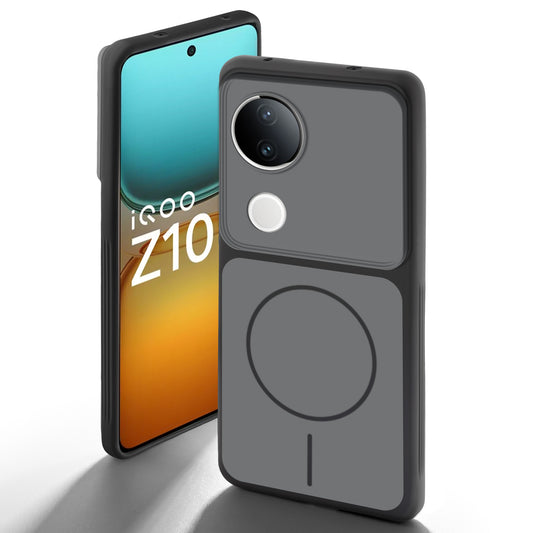 Dual Tone Silicone Back Cover Case With Metal Like Buttons For iQOO Z10R 5G