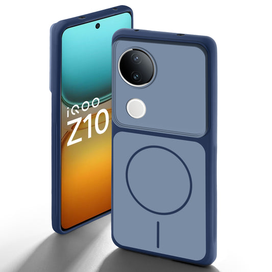Dual Tone Silicone Back Cover Case With Metal Like Buttons For iQOO Z10R 5G