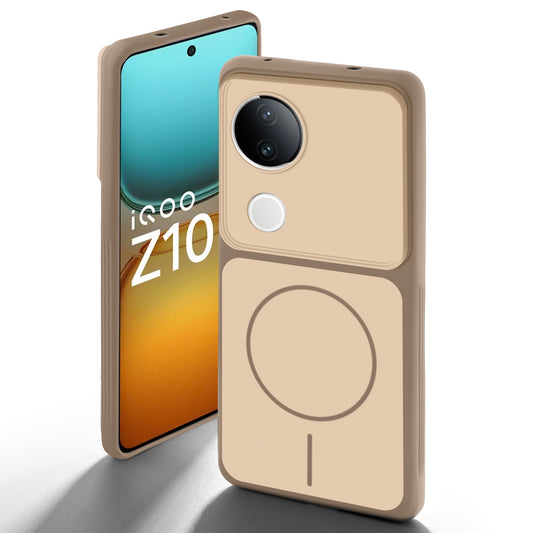 Dual Tone Silicone Back Cover Case With Metal Like Buttons For iQOO Z10R 5G