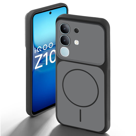 Dual Tone Silicone Back Cover Case With Metal Like Buttons For iQOO Z10x 5G