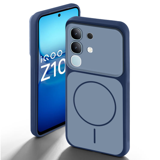 Dual Tone Silicone Back Cover Case With Metal Like Buttons For iQOO Z10x 5G
