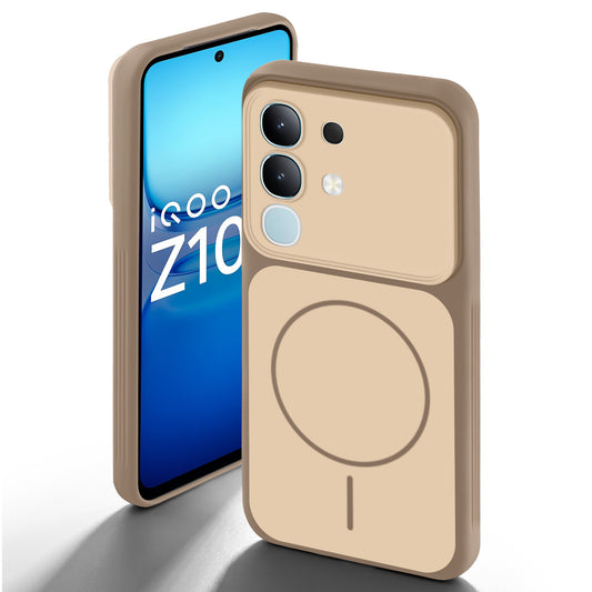 Dual Tone Silicone Back Cover Case With Metal Like Buttons For iQOO Z10x 5G