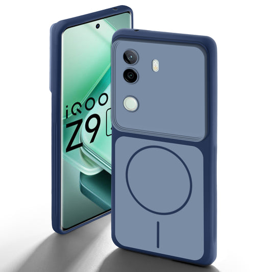 Dual Tone Silicone Back Cover Case With Metal Like Buttons For iQOO Z9s 5G