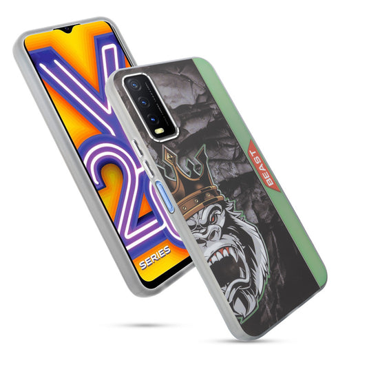 Beast Mode Animal Printed Back Case For Vivo Y20 With Hard Back & Glow Effect