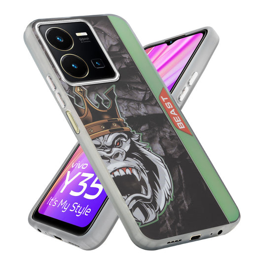 Beast Mode Animal Printed Back Case For Vivo Y35 With Hard Back & Glow Effect