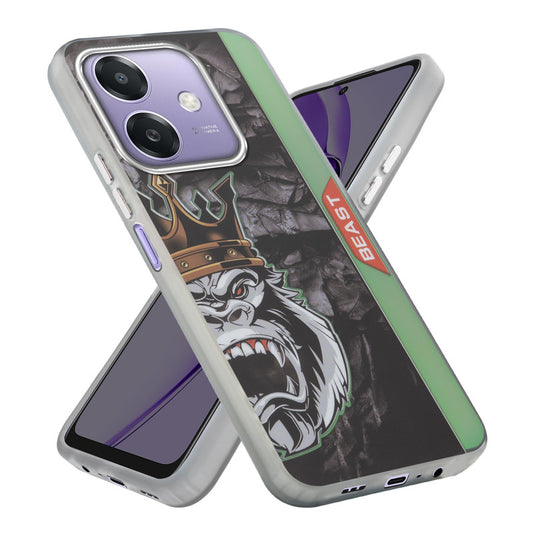 Beast Mode Animal Printed Back Case For Oppo A3x 5G With Hard Back & Glow Effect