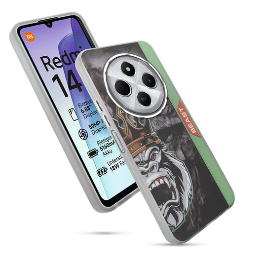 Beast Mode Animal Printed Back Case For Redmi 14C 5G With Hard Back & Glow Effect