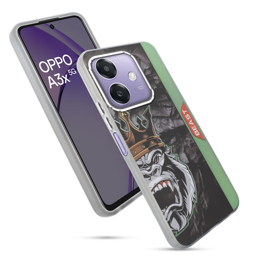 Beast Mode Animal Printed Back Case For Oppo A3x 5G With Hard Back & Glow Effect