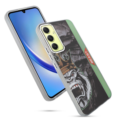 Beast Mode Animal Printed Back Case For Samsung A34 5G With Hard Back & Glow Effect