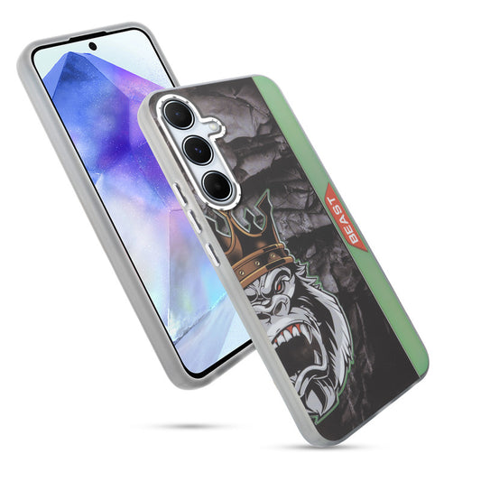Beast Mode Animal Printed Back Case For Samsung A55 5G With Hard Back & Glow Effect