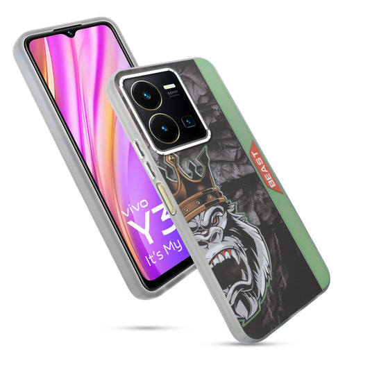Beast Mode Animal Printed Back Case For Vivo Y35 With Hard Back & Glow Effect