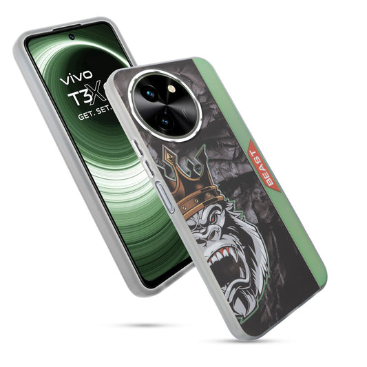 Beast Mode Animal Printed Back Case For Vivo T3x 5G With Hard Back & Glow Effect