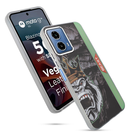 Beast Mode Animal Printed Back Case For Motorola Moto G34 5G With Hard Back & Glow Effect