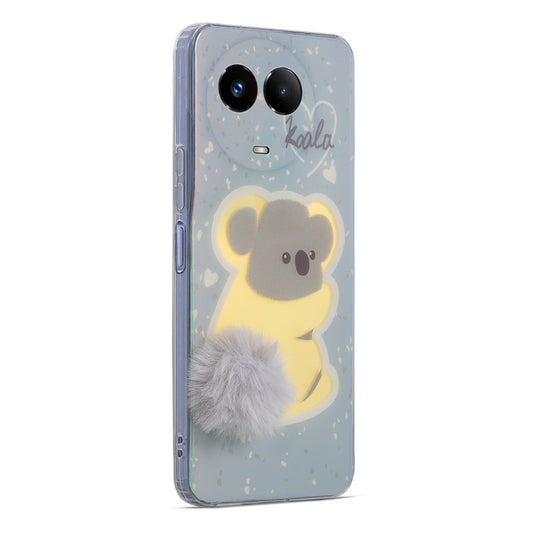 Printed matte back with fur detailing Back cover For Realme 11X 5G