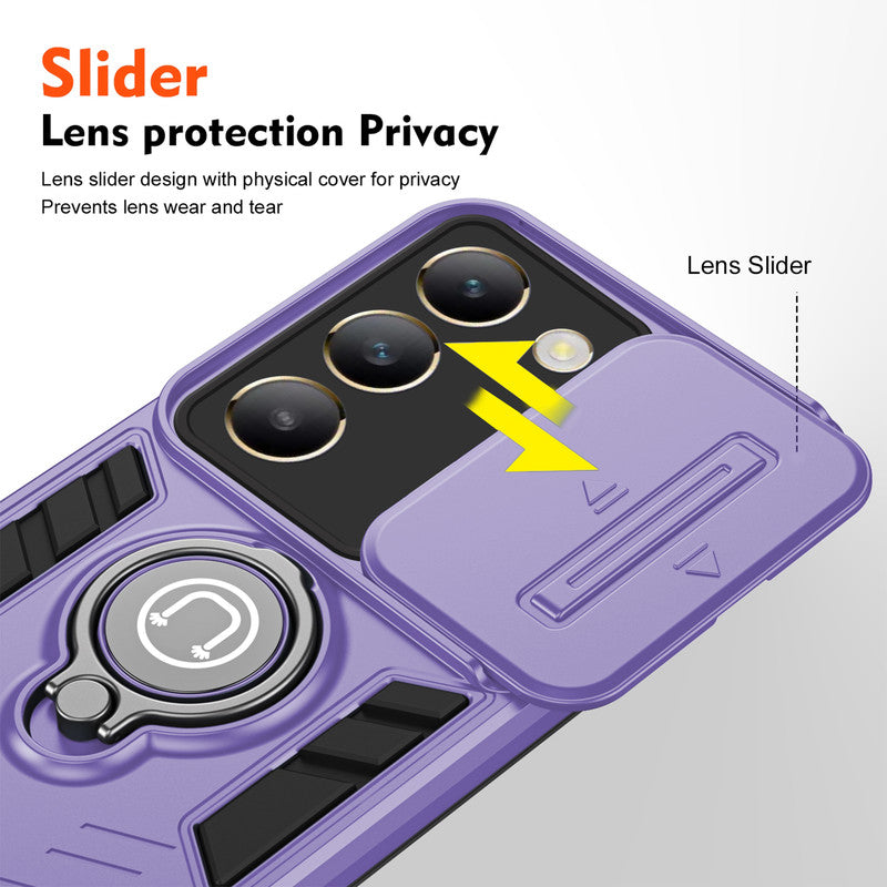 Ultra Rugged Case with Rotating Ring Holder Back Case For Vivo Y200e 5G