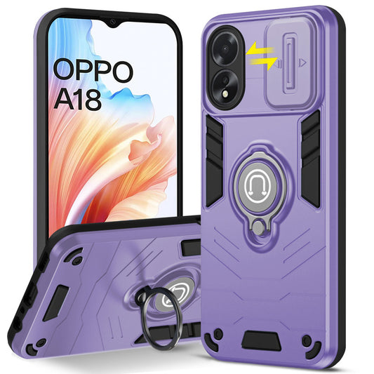 Ultra Rugged Armor Case with Rotating Ring Holder & Shutter Camera Protection Back Case For Oppo A18