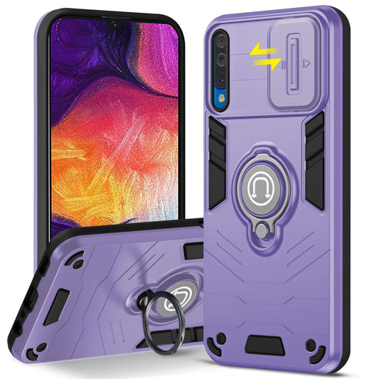 Ultra Rugged Armor Case with Rotating Ring Holder & Shutter Camera Protection Back Case For Samsung A50