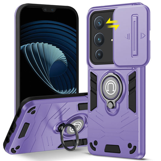 Ultra Rugged Armor Case with Rotating Ring Holder & Shutter Camera Protection Back Case For Vivo V23 5G