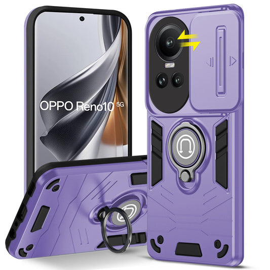 Ultra Rugged Armor Case with Rotating Ring Holder & Shutter Camera Protection Back Case For Oppo Reno 10 5G