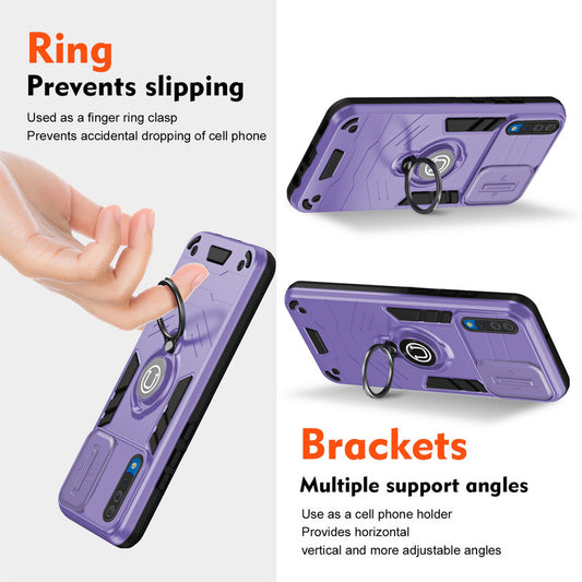 Ultra Rugged Armor Case with Rotating Ring Holder & Shutter Camera Protection Back Case For Samsung A50