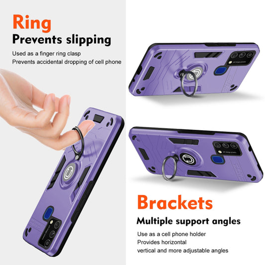 Ultra Rugged Armor Case with Rotating Ring Holder Back Case For Samsung F41 4G