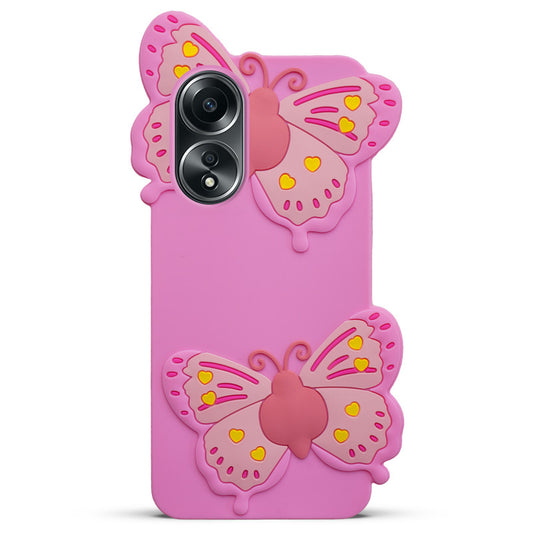 3D Vibrant Butterfly Silicone Phone Case For Oppo A58 4G