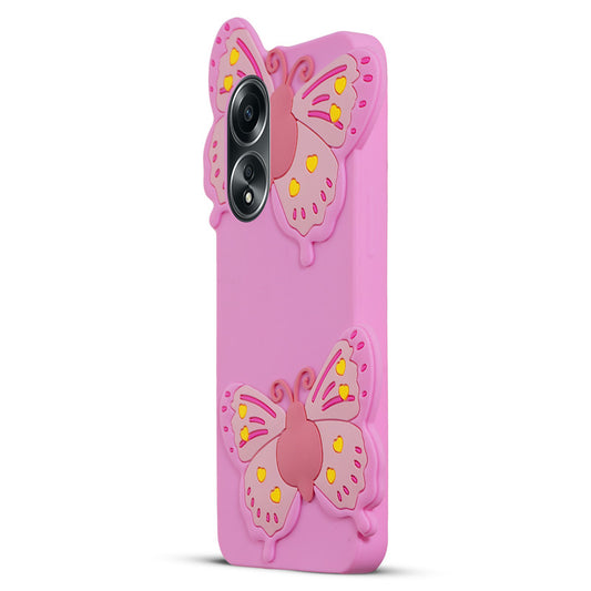 3D Vibrant Butterfly Silicone Phone Case For Oppo A58 4G